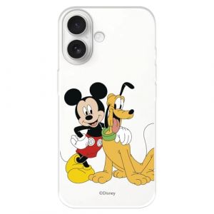 Coque compatible avec iPhone 17 officielle Disney Mickey & Pluto pour prot&eacute;ger votre t&eacute;l&eacute;phone portable Coque en silicone transparente souple sous licence officielle Disney classiques (La Casa de Las Carcasas, neuf)