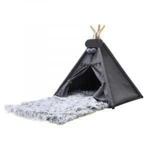 Whiwhi Chien Tente tipi pour Animaux De Compagnie avec Tapis pour Chien en Peluche Niche Chien et Chat Intérieur Maisons pour Chat 60x60x70cm (Pici Paw, neuf)