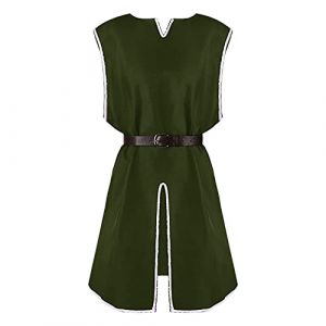 Gefomuofe Gilet médiéval pour homme, lilas, costume médiéval, Halloween, tunique, chemise à lacets, sans manches, manteau, costume victorien, lilas, veste de cosplay, H vert armée., XXL (SDFKLJV, neuf)