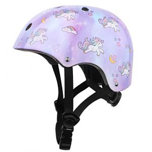 Casque de vélo réglable pour enfant fille pour jeune fille, enfant, adolescent, casque de protection pour skateboard, vélo, scooter, roller, cyclisme (étoile et violet, taille M) (SZHZS, neuf)