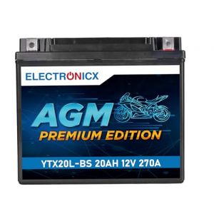 Electronicx YTX20L-BS Batterie Moto AGM 12V 20Ah 270A – Sans entretien, scellée, résistante aux vibrations, compacte et puissante – Idéale pour scooter, quad, ATV et moto – prête à l'emploi. (Electronicx, neuf)