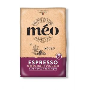 Caf&eacute;s M&eacute;o Moulu Espresso Intensit&eacute; 7 - en Pack de 8 sachets de 500G - Niveau de torr&eacute;faction moyenne (CAFES MEO, neuf)