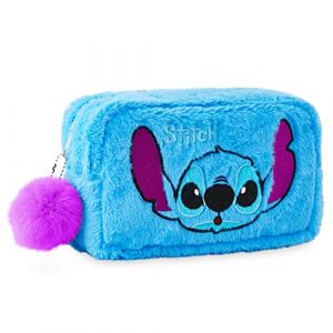 Disney Trousse de Toilette Stitch Pochette Maquillage Voyage Rangement Makeup Bag Vanity Idée Cadeau Fille Ado Femme (Bleu Peluche) (Get Trend., neuf)