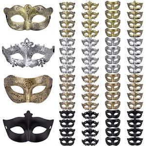 FEQO 64 Pièces Masque Vénitien Mascarade Masque Antiques Vintage Masques Rétro Mascarade Vénitienne Bal Masqué pour Les Yeux Carnaval Halloween Party (FEQO EU, neuf)