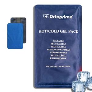 OrtoPrime Poche de Glace en Gel pour Chaud et Froid avec Housse de Protection Pack de 2 - Sac de Gel Réutilisable, Adapté pour Congélateur et Micro-ondes, 26x15cm, pour Toutes les Parties du Corps (OrtoPrime, neuf)