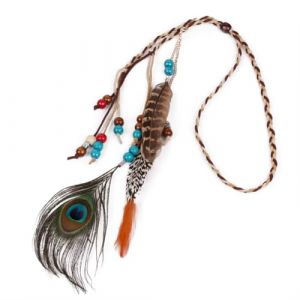 Bandeau Indien Plumes Femmes Coiffure Plume Boho Bandeau Bandeau Bohème à Plumes Coiffe Indienne Bandeaux Hippie Coiffe Headband Cheveux Bohème Carnaval Costumes Accessoires (ZARAUE, neuf)