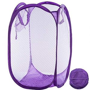 Qtopun Panier à linge pliable en maille pour chambre à coucher, chambre d'enfant, dortoir d'étudiant et voyage (Violet) (Qtopune, neuf)