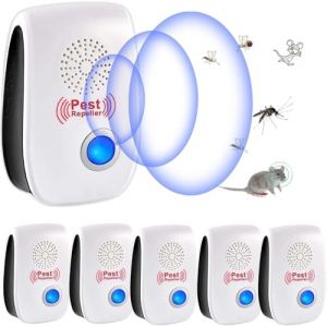 R&eacute;pulsif Ultrason Anti-Rongeurs Insectes, 6 pcs Ultrason Anti Moustique Ultrason Souris et Rats, Int&eacute;rieur R&eacute;pulsif &Eacute;lectronique Insectes pour Souris, Rats Fourmis Araign&eacute;es Moustiques (HSfenting, neuf)
