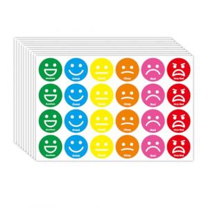 IZIHQA 1200Pcs Gommettes Ronds Smiley Autocollant,Gommettes Autocollantes Smiley Enfant,R&eacute;compenses De Comportement Scolaire Pour Les Enseignants(6 Couleurs) (Velastria OU, neuf)