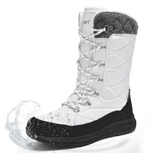 Schuvox Blanches Bottes de Neige Femme Imperméable Confort Bottes Femme Hiver avec Doublure Chaude WinterBoots pour la marche et les randonnées légères Bottes Apres Ski Chaussure Ski Femme 41EU (FANCY MODEL MARKET, neuf)
