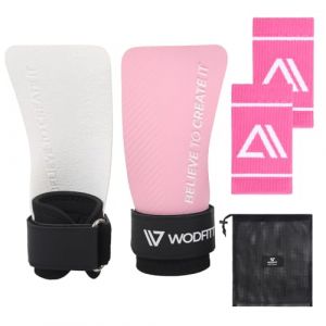 Manique Crossfit | Gants Cross Training | Gants Crossfit pour Homme et Femme | Grip Antidérapants | Protège-Mains pour Haltérophilie, Tractions, WOD (Rose + Braceletes) (WODFITT STORE, neuf)