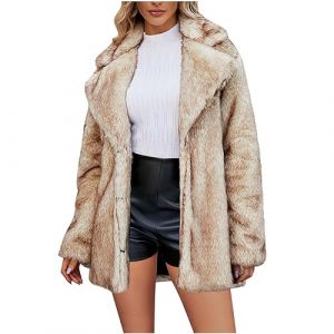Susenstone Manteau en Fausse Fourrure Femme,Manteau Polaire Shaggy Chaude Veste Femme Fluffy Manteau en Fausse Fourrure Élégant Col Carré Longue Fausse Fourrure Femmes Manteau Fausse Fourrure (⭐⭐⭐⭐⭐Susenstone, neuf)