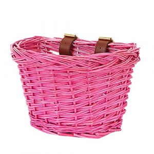 EIRONA Panier de Vélo en Osier pour Enfants de 12 à 16 Pouce, 23 x 15 x 17 cm (Marron Rose Violet) (Cycling Lover, neuf)