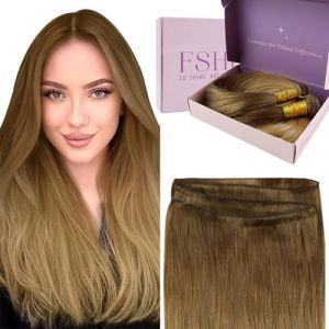Fshine Extensions Génie Tissage Cheveux Humain Rajout Remy Hair Brun Doré Passant à Brun Génie Tissage Cheveux Naturels 45cm 50g Génie Tissage Naturel Pour Cheveux Lisse Droit Soyeux (Fshine Hair Eu, neuf)
