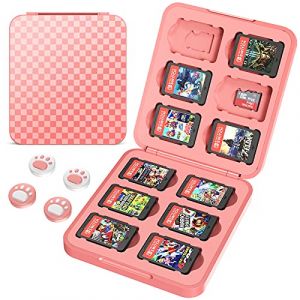 HEYSTOP Boîte de Rangement pour Nintendo Switch/Switch OLED, Switch Game Case Switch - Boîte de Rangement avec 12 Jeux Switch, 12 Zones de mémoire Micro SD et Capuchon pour Le Pouce, Rose (HEYSTOP Game Equipment Shop EU-CA, neuf)