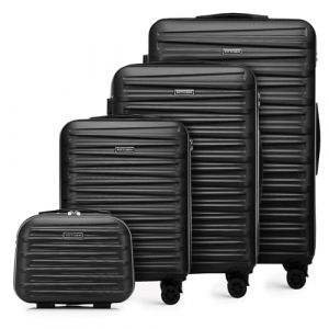 WITTCHEN Skyspeed Line Valise de Voyage Set de 4 valises Valise à roulettes Trolley Bagages à Main avec Valise cosmétique Serrure à Combinaison ABS Poignée télescopique 4 roulettes Noir (WITTCHEN, neuf)
