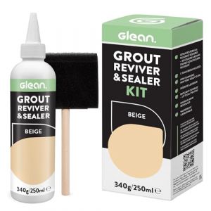 GLEAN Rénovateur et scellant de joints | Beige | 340g | Restauration, réparation, renouvellement du joint de carrelage | Comprend une pinceau en mousse | Rénovateur de joints résistant aux taches (Go Glean Limited, neuf)