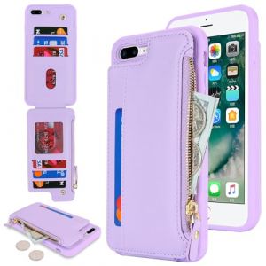 SailorTech Etui pour iPhone 7 Plus &Eacute;tui avec Porte-Cartes de cr&eacute;dit, Housse pour iPhone 8 Plus &Eacute;tui &agrave; Fermeture &eacute;clair Portefeuille avec Fentes pour Cartes de cr&eacute;dit-Pourpre (Sailor-Tech, neuf)