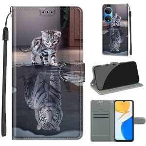 SIENIANLINE Coque pour Honor X7, Coque Honor Play 30 Plus,Etui Protection Housse Premium en Cuir de Portefeuille en Cuir Fermeture Magn&eacute;tique Flip Case pour Honor X7 / Honor Play 30 Plus (DIKAS, neuf)