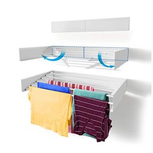 Step Up Etendoir &agrave; Linge - Fixation Murale - R&eacute;tractable - &Eacute;tendoir &agrave; Linge Pliable pour l'int&eacute;rieur ou l'ext&eacute;rieur - &Eacute;conomie d'espace - Design Compact et &eacute;l&eacute;gant (70 cm Blanc) (ACMG Trading, neuf)