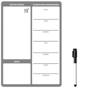 Planning Frigo Magnétique | Tableau Blanc Effaçable & Semainier | Liste de Courses et Calendrier pour Organisation Familiale (30 x 21cm [A4], noir & multicolore) (The Magnet Shop., neuf)