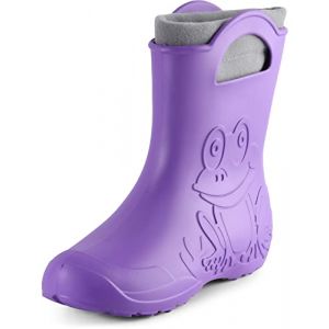 Ladeheid Bottes de pluie femme l&eacute;g&egrave;res imperm&eacute;ables en mousse EVA avec doublure chaude motif grenouille semelle antid&eacute;rapante poign&eacute;es faciles &agrave; enfiler LA-CA-12 (Lilla, 36/37 EU) (Hisert, neuf)