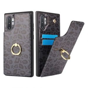 SailorTech Coque pour Samsung Galaxy Note 10 Plus &Eacute;tui avec Porte-Carte de cr&eacute;dit pour Femmes, Etui pour Samsung Note 10 Plus Anneau de Support avec Fentes pour Cartes &Eacute;tui &agrave; la Mode-L&eacute;opard Noir (Sailor-Tech, neuf)