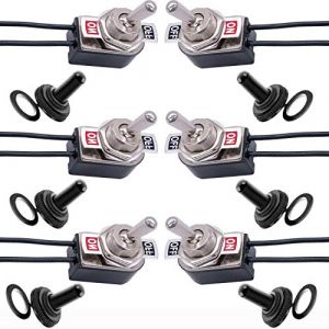VISSQH 6pcs interrupteur a bascule 12v, interrupteur 12v 2 positions,SPST on-Off, 3A 250VAC / 6A 125VAC interrupteur voiture, pour Voitures, camions et navires+6pcs couverture interrupteur etanche (VISSQH, neuf)