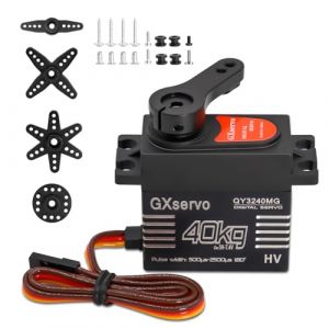 Servomoteur Binghe 40KG Digital Servo Servomoteur 40KG Servo Numérique à Engrenages Métalliques Servo RC avec engrenage en métal pour RC 1/8 1/10 Hélicoptère Robot Compatible avec Arduino (Zhuocai Shangmao, neuf)