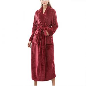 NSICBMNO Robes de chambre longues pour femmes UK Peignoirs moelleux Peignoirs de bain en polaire Pyjamas d'hiver Robe de chambre de luxe en velours pour dames Cardigans &eacute;pais Robe en peluche avec (NSICBMNO - IUsure, neuf)