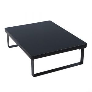 Trayneel Support de four &agrave; micro-ondes pour comptoir de cuisine - 30 x 40 cm - &Eacute;tag&egrave;re de rangement robuste en m&eacute;tal et bois compatible avec cuisini&egrave;re &agrave; induction - Noir, blanc, jaune (noir) (Rushimall, neuf)