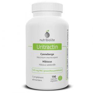 Canneberge Américaine (50% PAC) et Hibiscus pour la Cystite et la Santé Urinaire. Extraits Hautement Standardisés en PAC/Polyphénols. 190 Gélules Véganes Sans Additifs. Pour > 6 Mois - Uritractin (Nutribiolite, neuf)