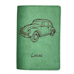 Porte Carte Grise Personnalisé, Pochette Made in France, Étui 100% Personnalisable, Protège Carte Grise Voopies, Protection Carte Grise Cuir. (Vert) (Voopies, neuf)