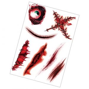 Décalcomanies tatouées d'Halloween, décalcomanies de blessures sanglantes, décalcomanies tatouées à l'eau, décalcomanies Halloween pour cosplay (Syanjin, neuf)