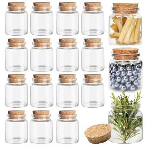 Acetiti 32 Pièces 50ml Bouteille en Verre, Transparent Mini Bocaux En Verre Avec Bouchons Petit Bocaux Mini Pot Conservation Fiole en Verre pour DIY Mariage Fête Favors Épices Artisanat Décoration (JiuFaDZ, neuf)