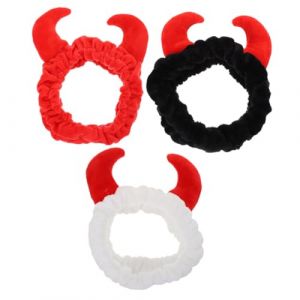 OATIPHO Lot De 3 Bandeaux De Maquillage En Corne De Bœuf Moelleux, Taille Unique, Élastiques Doux Pour Coiffure Cosmétique, Réutilisables Pour Soin Du Visage Et Spa, Couleurs Noir, Rouge Et Blanc (Tsun Ki-sung, neuf)
