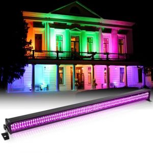 336 LED Barre Wallwasher, 120W U`King RGBW Lumi&egrave;re de Sc&egrave;ne Console, Stroboscope Effet Temp&ecirc;te Chapiteau Projecteurs pour Sc&egrave;ne Bar DJ Soiree F&ecirc;te Disco &Eacute;clairage Mariage, 1 pi&egrave;ce (HedaEU, neuf)