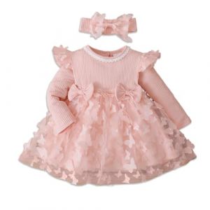 PatPat Robe en Tulle pour bébé Fille avec Manches Longues, Robe Tutu pour Petite Fille, Parfaite comme Robe de Demoiselle d'honneur ou fête de Noël, Robe d'anniversaire à Manches Longues Princesse (PATPAT STORE EU, neuf)