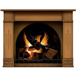 Autocollant Mural Chemin&eacute;e avec feu Br&ucirc;lant D&eacute;calcomanie Murale D&eacute;coration Bois de Chauffage Affiche Photor&eacute;aliste (Grand Marron) (Black Cat Art, neuf)