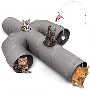 Ownpets Tunnel pour chat en forme de cactus avec tissu Oxford robuste, pliable et résistant à la déchirure, avec plusieurs sorties, boule suspendue et baguette teaser, 25 cm de diamètre (IMAGESTORE, neuf)