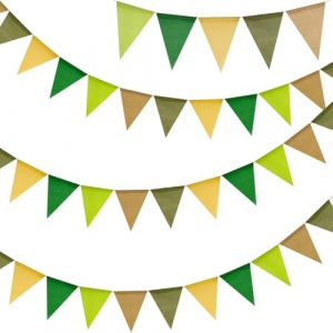 G2PLUS Vert Sauge Fanion Jute Guirlande Fanions Toile de Jute,12M avec 36PCS Drapeau Triangulaire en Lin Imitation R&eacute;sistant aux Intemp&eacute;ries pour Chambre d'enfant,f&ecirc;te D&eacute;coration de Jardin (BIGGER, neuf)