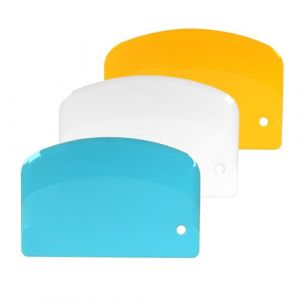 3 Pi&egrave;ces Corne Patisserie, 13.5x9.2cm Coupe-p&acirc;te en Plastique Grattoir &agrave; P&acirc;te Coupe Pate Boulangerie pour Cuisine,P&acirc;tisserie,Cr&ecirc;pes (Bleu Jaune Blanc) (Linfiess, neuf)