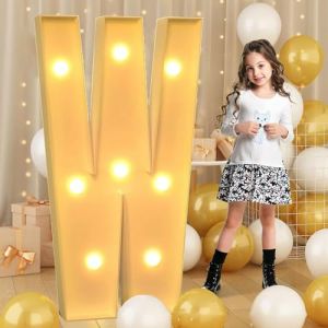 Lettre W géante lumineuse à DEL de 120 cm, panneau lumineux en mosaïque pour chapiteau lumineux, lettres LED pour Saint-Valentin, anniversaire, Noël, Nouvel An (TaiYuanCaiYiDianZiShangWuYouXianGongSi, neuf)