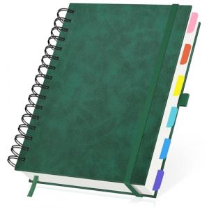 Yarotm Carnet Spirale A5 Petits Carreaux - 1 Pi&egrave;ce 120 Feuilles Cahiers &agrave; Spirales Couverture Rigide Cuir PU 21.3x14.5cm - 100gsm Quadrill&eacute; 5mm Papier Notebook - Agenda Blocs Note Grid, Vert Fonc&eacute; (Droking, neuf)