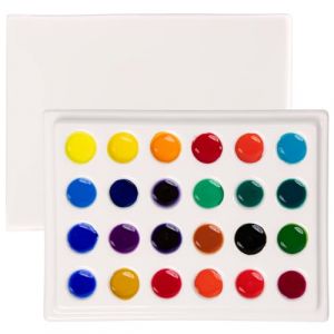 MEEDEN 24 - Puits Palette de Peinture Aquarelle en C&eacute;ramique avec Couvercle, Palette d'artiste de M&eacute;lange de Porcelaine 15.3 x 11.5cm (6 x 4.5 Pouces) pour la Aquarelle Gouache Peinture Coloration (MEEDEN ART FR, neuf)