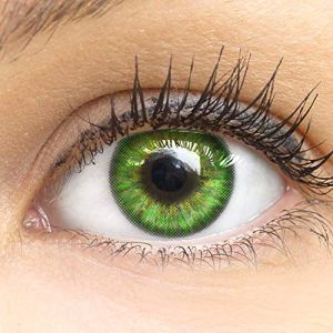 Glamlens lentilles de couleur vert naturelles colorées très haute opacité Fresh Mint + étuis à lentilles de contact I 1 paire (2 pièces) I 90 Jours I sans correction I 0,00 Dioptries (MeralenS, neuf)