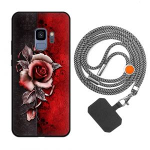 vingarshern Coque Compatible avec Samsung Galaxy S9+ / S9 Plus Antichoc Silicone Bumper Case &Eacute;tui de Protection Housse Coque avec Motif,Souple Coque avec Cordon Detachable,Rose Rouge (YOUKARSHERN, neuf)