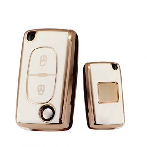 KUNIO Coque de cl&eacute; de Voiture pour Citro&euml;n C1 C2 C3 C4 Boxer Convient pour Peugeot 207 307 407 308 1007 3008 5008 Coque de cl&eacute; en TPU 2 Boutons Blanc (KUNIO, neuf)