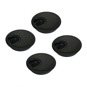 LIKERAINY Couvercle Passe C&acirc;bles Fil Rond &Oslash;60mm pour Encastrer sur Table de Bureau Organisateur de Cables pour Meuble Noir M&eacute;tal Bross&eacute; Passage de C&acirc;ble Cache-C&acirc;ble Lot de 4 (LIKERAINY, neuf)