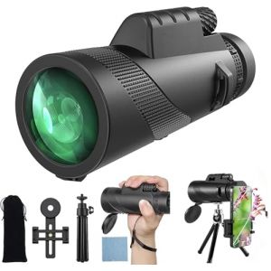 Yongheng 12x50 T&eacute;lescope Monoculaire, Monoculaires &agrave; Vision Plus Grande pour Adultes et Enfants avec Tr&eacute;pied Stable Portable Monoculaire Puissant pour Observer Les Oiseaux Randonn&eacute;e P&eacute;destre (Sombre) (Kingdare, neuf)